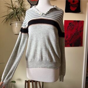 Greg Richard Vintage 80s Gray Sweater with Black Stripes